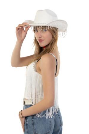 Cowboyhoed Wit Strass Steentjes Cowboy Western Hoed Dames 1