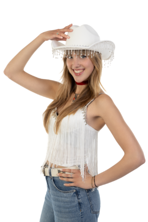 Cowboyhoed Wit Strass Steentjes Cowboy Western Hoed Dames 3