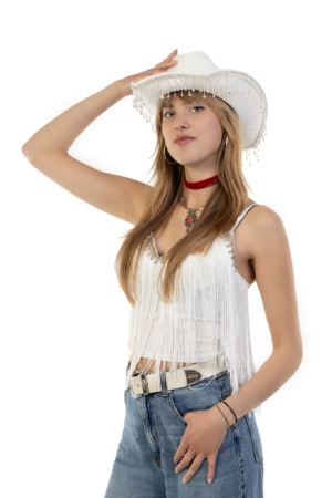 Cowboyhoed Wit Strass Steentjes Cowboy Western Hoed Dames