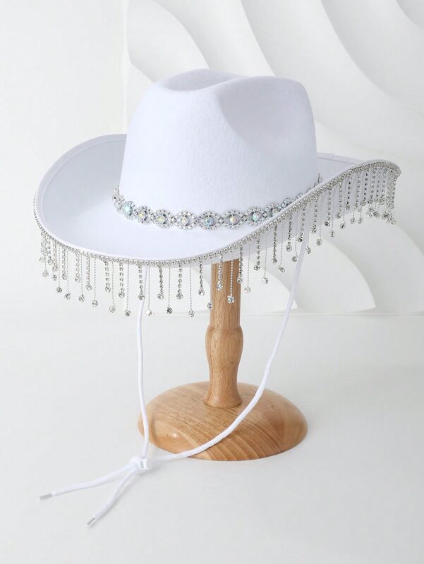 Cowboyhoed Wit Strass Steentjes Cowboy Western Hoed Dames