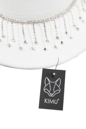 Cowboyhoed Wit Strass Steentjes Ketting Cowboy Western Hoed Dames 2