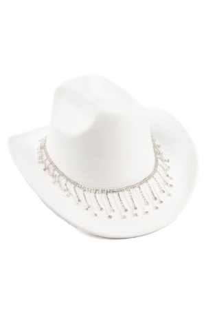 Cowboyhoed Wit Strass Steentjes Ketting Cowboy Western Hoed Dames 3