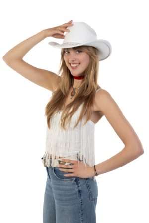 Cowboyhoed Wit Strass Steentjes Ketting Cowboy Western Hoed Dames 7
