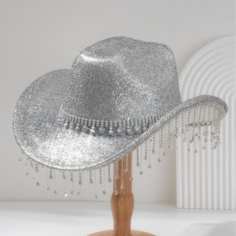 Cowboyhoed Zilver Glitter Strass Steentjes Cowboy Western Hoed Dames