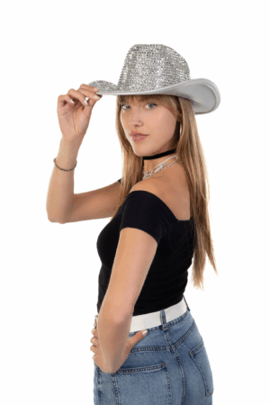 Cowboyhoed Zilver Strass Steentjes Cowboy Festival Hoed 5
