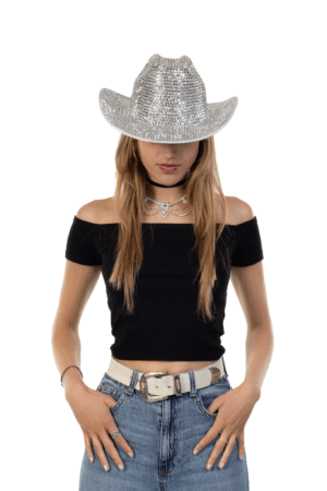 Cowboyhoed Zilver Strass Steentjes Cowboy Festival Hoed 6
