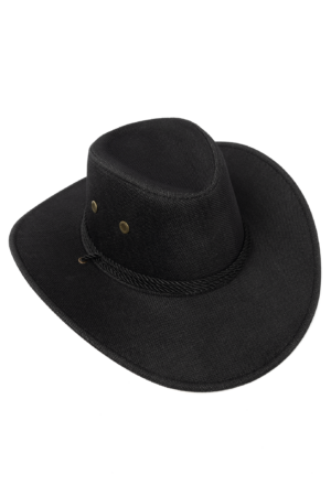 Cowboyhoed Zwart Flax Cowboy Western Hoed Linnen Vlasvezel 3