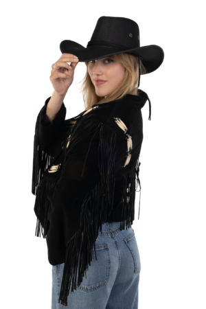 Cowboyhoed Zwart Flax Cowboy Western Hoed Linnen Vlasvezel 5