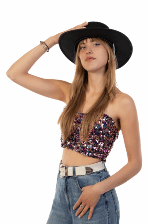Cowboyhoed Zwart Glitter Cowboy Western Hoed Dames Heren 4