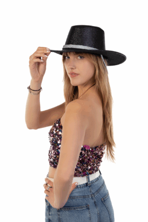 Cowboyhoed Zwart Glitter Cowboy Western Hoed Dames Heren 5