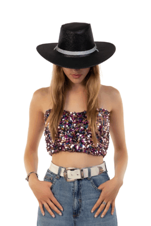 Cowboyhoed Zwart Glitter Cowboy Western Hoed Dames Heren 6