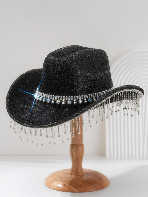 Cowboyhoed Zwart Glitter Strass Steentjes Cowboy Western Hoed Dames