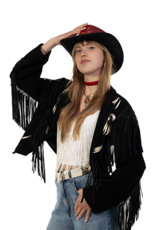 Cowboyhoed Zwart Rood Strass Steentjes Cowboy Festival Hoed 4