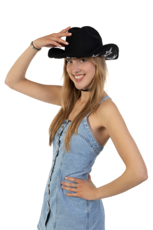 Cowboyhoed Zwart Sterren Steentjes Cowboy Western Hoed Dames