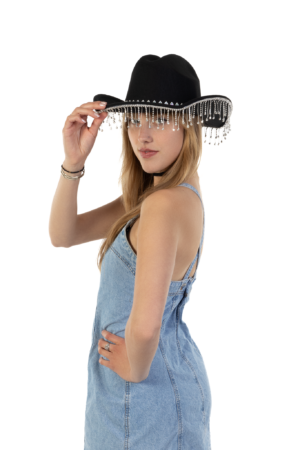 Cowboyhoed Zwart Strass Steentjes Cowboy Western Hoed Dames 1