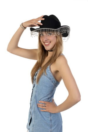 Cowboyhoed Zwart Strass Steentjes Cowboy Western Hoed Dames 3
