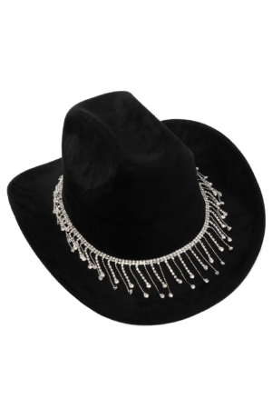 Cowboyhoed Zwart Strass Steentjes Ketting Cowboy Western Hoed Dames 3