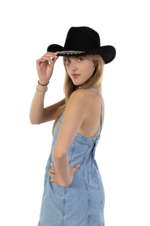 Cowboyhoed Zwart Strass Steentjes Ketting Cowboy Western Hoed Dames 5
