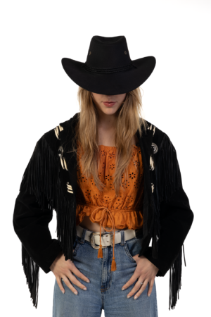 Cowboyhoed Zwart Suede Cowboy Western Hoed Zwarte Band 6