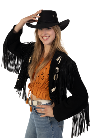 Cowboyhoed Zwart Suede Cowboy Western Hoed Zwarte Band 7