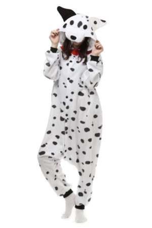 Dalmatier Onesie Hond Kostuum Pak Gevlekt Hondenpak Wit Gestipt