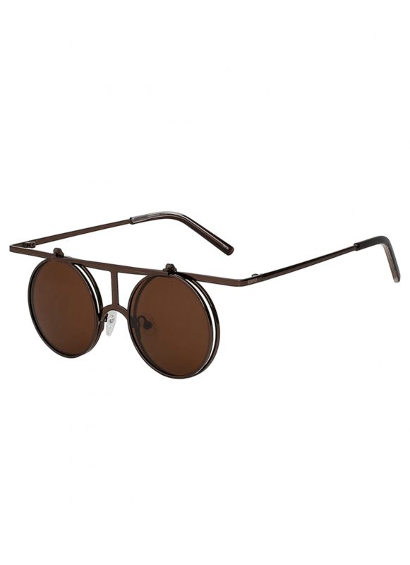 Designer flip up zonnebril bruin steampunk
