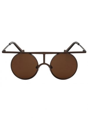 Designer flip up zonnebril bruin steampunk