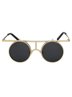 Designer flip up zonnebril goud steampunk