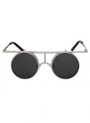 Designer flip up zonnebril zilver steampunk