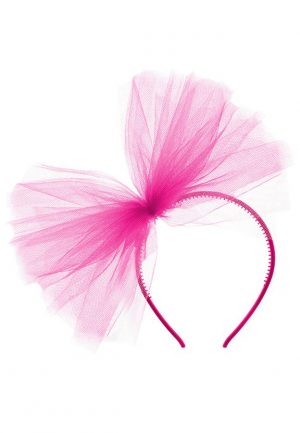 Diadeem roze tule grote strik haarband
