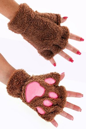 Dierenpoot handschoenen bruin