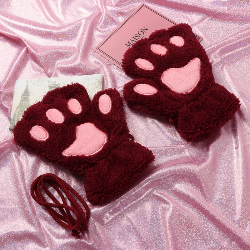 Dierenpoot handschoenen donkerrood pootjes