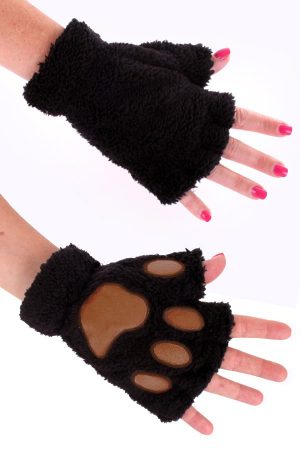 Dierenpoot handschoenen zwart berenpootjes