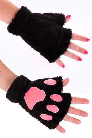 Dierenpoot handschoenen zwart kattenpootjes
