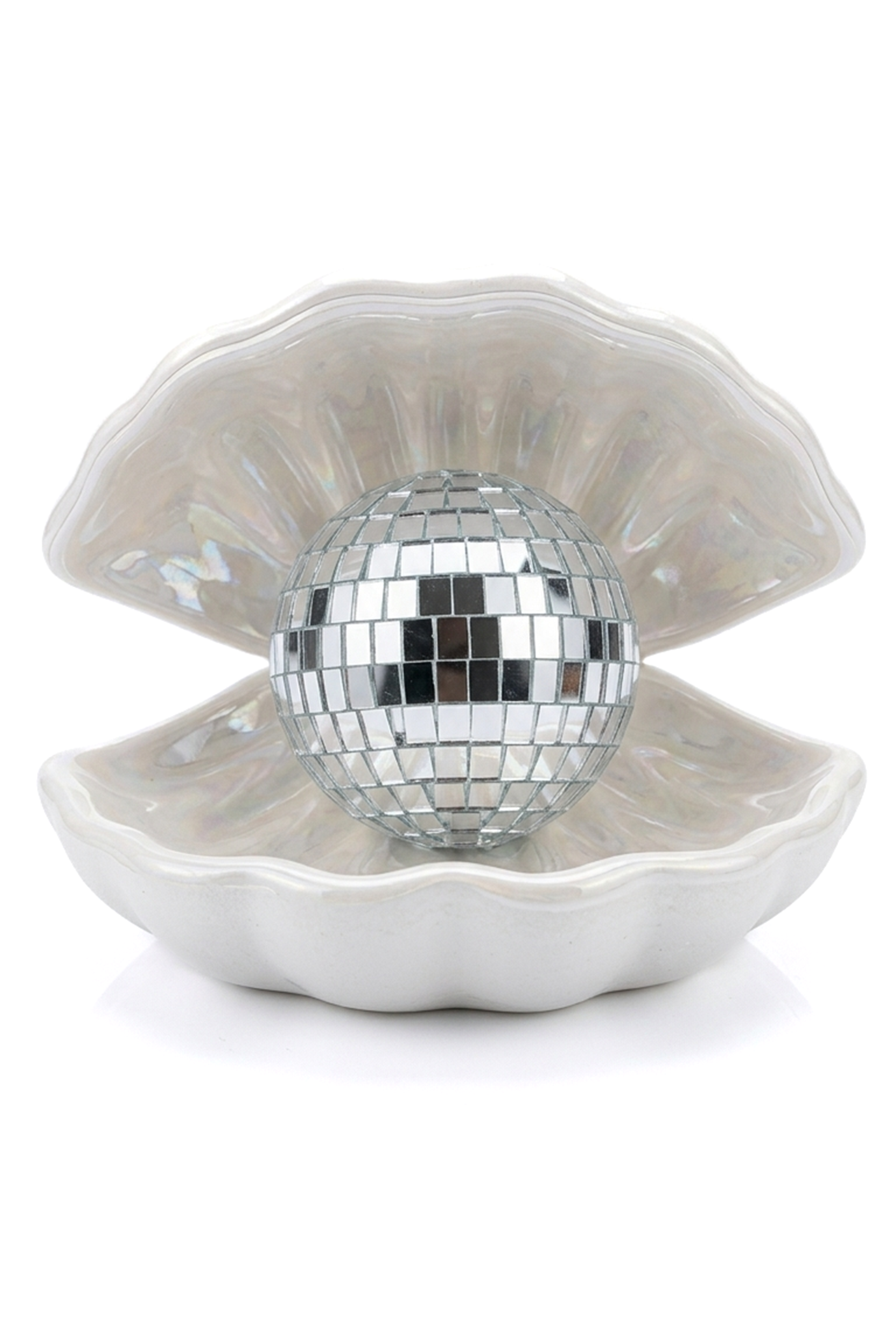 Discobal Schelp Zilver Spiegels Parel Sieradendoosje