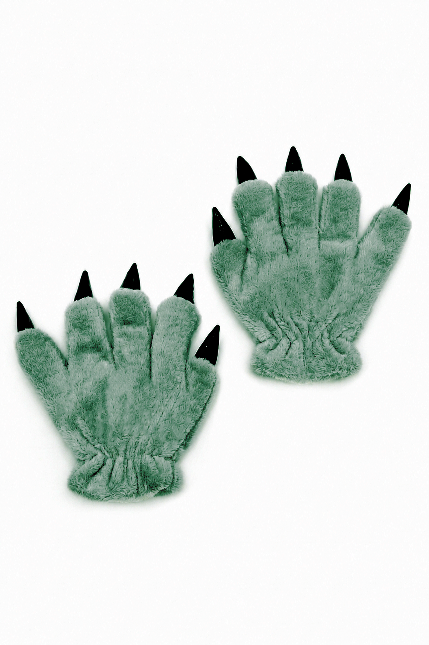 Donkergroene Klauwen Handschoenen Groen Pluche Dierenpoot Nagels