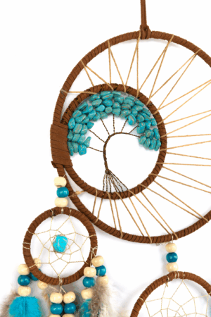 Dromenvanger Blauw Bruin Veren Kralen Boho Zomer 2