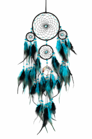 Dromenvanger Blauw Zwart Veren Kralen Boho Zomer