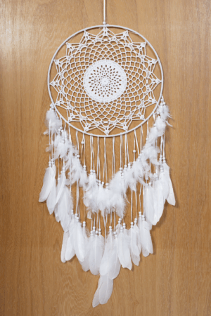 Dromenvanger Mandala Wit Veren Kralen Boho Zomer