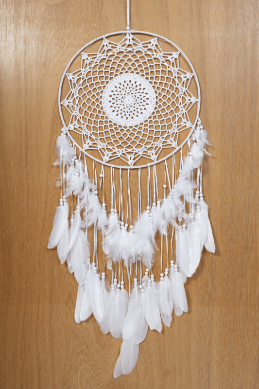 Dromenvanger Mandala Wit Veren Kralen Boho Zomer