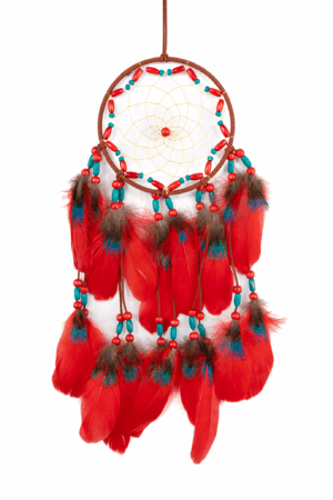 Dromenvanger Rood Blauw Veren Kralen Boho Zomer