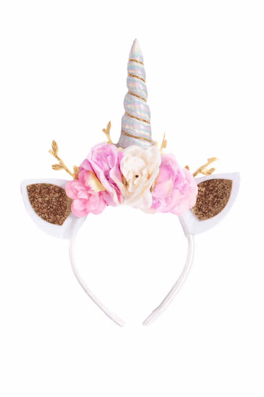 Eenhoorn Haarband Blaadjes Iridescent Zilver Diadeem Unicorn