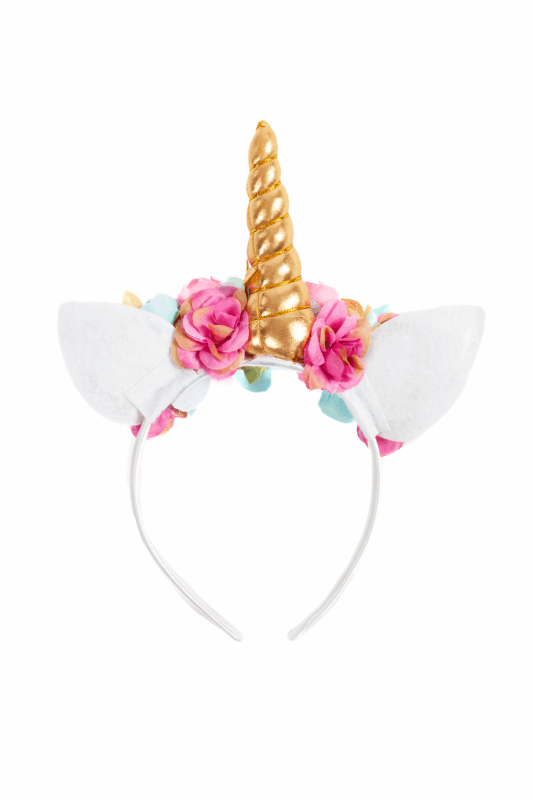 Eenhoorn Haarband Bloemetjes Blauw Roze Goud Diadeem Unicorn 1