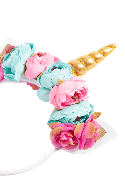 Eenhoorn Haarband Bloemetjes Blauw Roze Goud Diadeem Unicorn 2