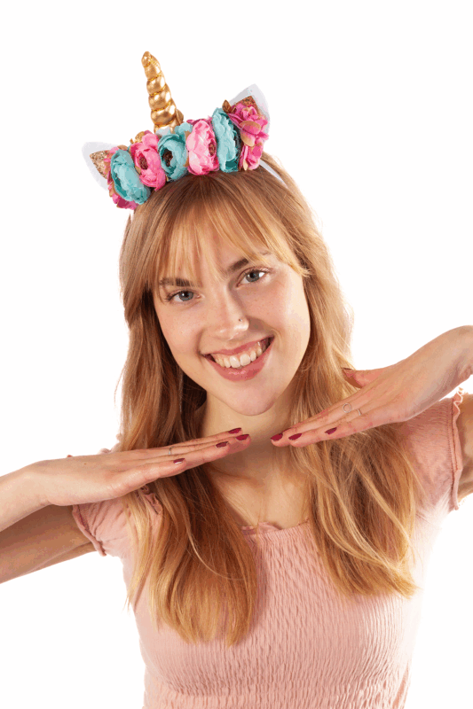 Eenhoorn Haarband Bloemetjes Blauw Roze Goud Diadeem Unicorn 4