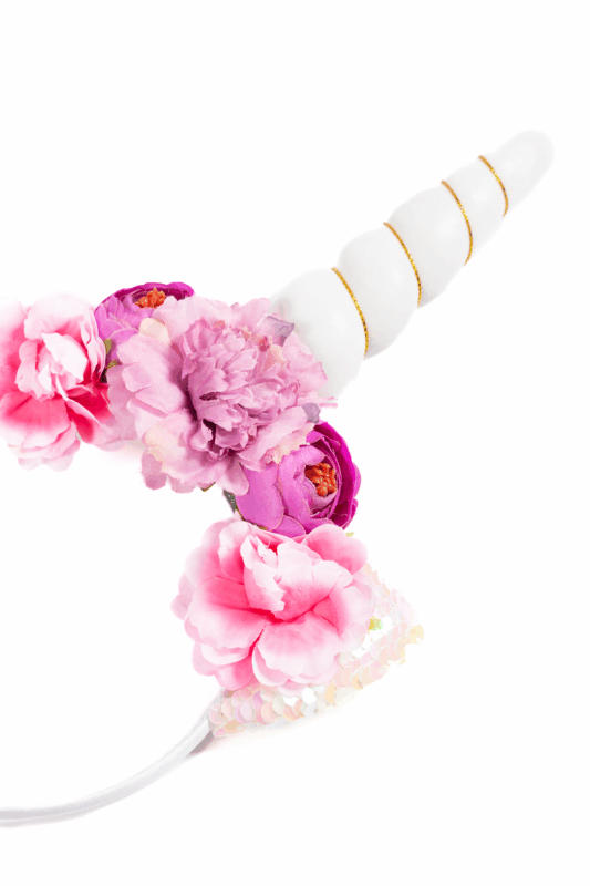 Eenhoorn Haarband Bloemetjes Wit Roze Diadeem Unicorn 2