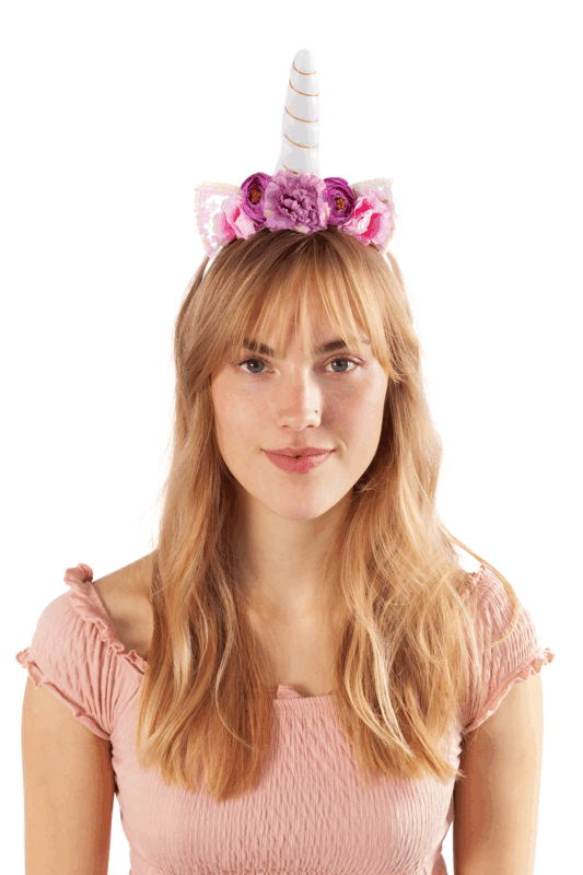Eenhoorn Haarband Bloemetjes Wit Roze Diadeem Unicorn 3