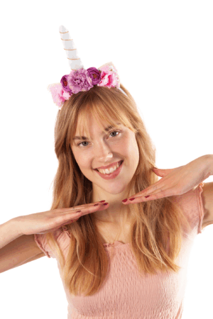 Eenhoorn Haarband Bloemetjes Wit Roze Diadeem Unicorn 4