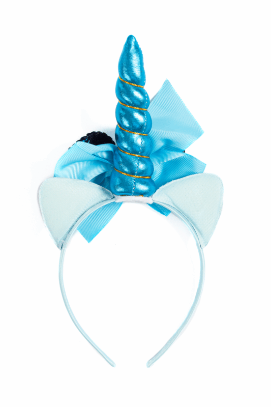 Eenhoorn Haarband Strik Blauw Lila Pailletten Diadeem Unicorn 1