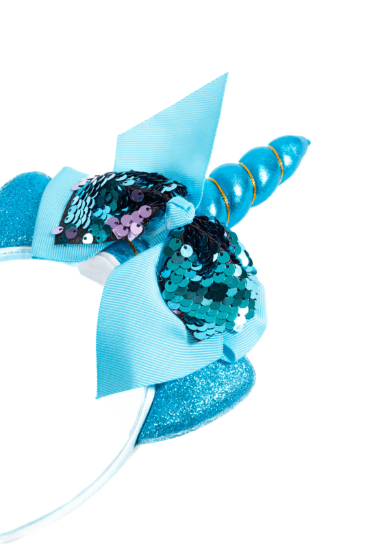 Eenhoorn Haarband Strik Blauw Lila Pailletten Diadeem Unicorn 2